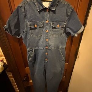 Celebrity Pink Light Blue Denim Jumpsuit